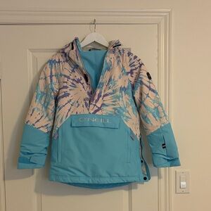O'Neill Aqua and Peach Tie-Dye Jacket